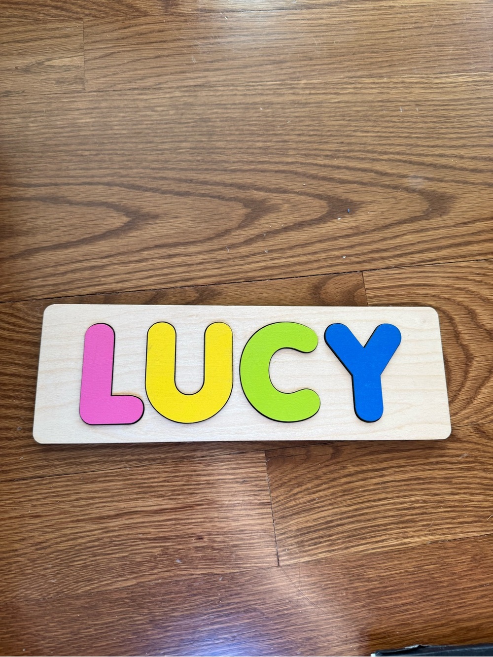 Personalized Wooden Name Puzzle - Lucy - Multicolor Letters